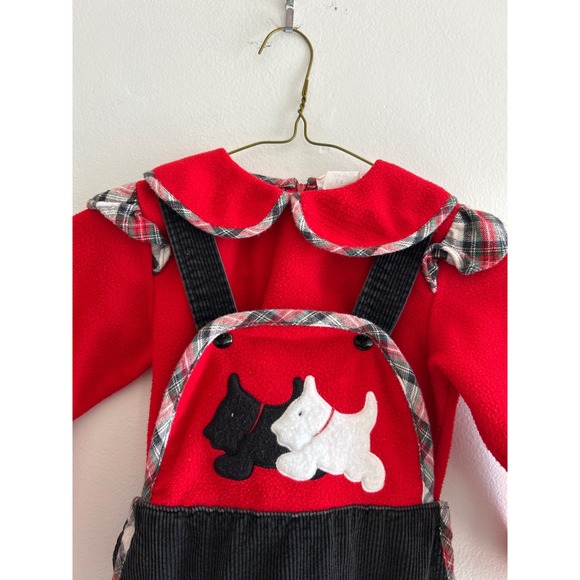 Pattycakes Vintage Girls Red Fleece Top Black Cord Scottie Jumper Beret Set 6 - Picture 5 of 9